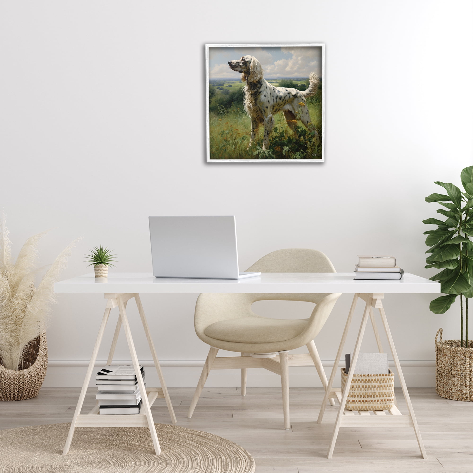 Stupell Industries Dalmatian Dog in Countryside Animals & Insects Painting White Framed Art Print Wall Art, 24 x 24
