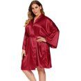 thumbnail image 1 of GFDYREE Women's Plus Size Satin Robes Plus Size Silky Kimonos Robes Sleepwear,Short, 1 of 5