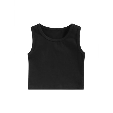 

Suanret Toddler Kids Girls Solid Color Tank Tops T-Shirts Summer Sleeveless Crew Neck Breathable Undershirts Black 9 Years