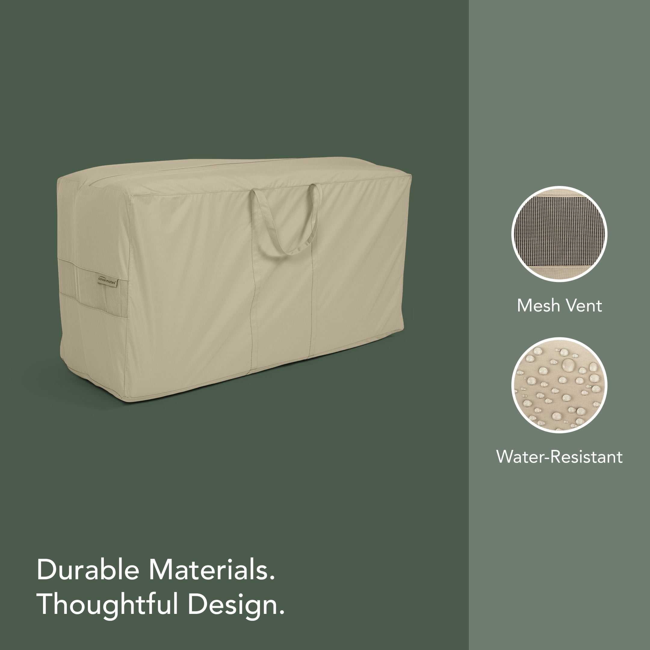 Covermates Outdoor Cushion Storage Bag – Water Resistant, Zippered Organizer with Handles