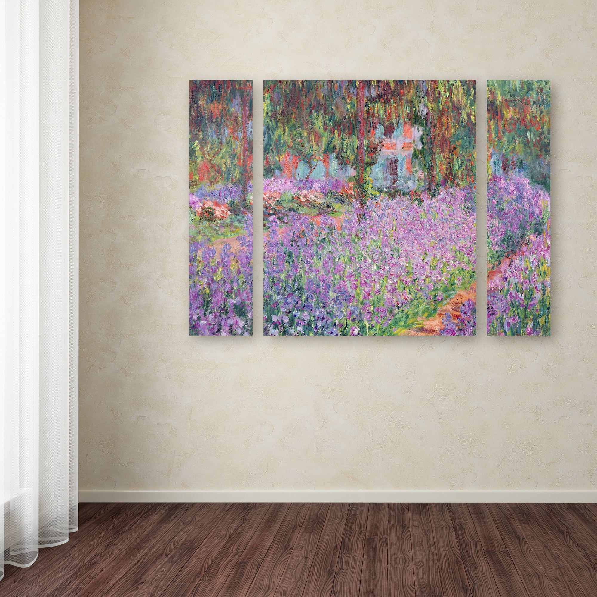 Claude Monet 'Artist's Garden at Giverny' Multi Panel Art Set Large
