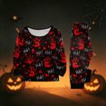 thumbnail image 5 of Halloween Pajamas Set Bloody Handprint Sleepwear Holiday Loungewear Outfit,Allover Red Handprint Pattern Long Sleeve Top Pants Soft Apparel,Festive Autumn Spooky Nightwear Cozy Housewear, 5 of 7
