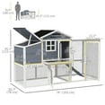 thumbnail image 3 of PawHut 76" Wooden Chicken Coop, Outdoor Hen House w/ Run, Nesting Box, Tray, 3 of 10