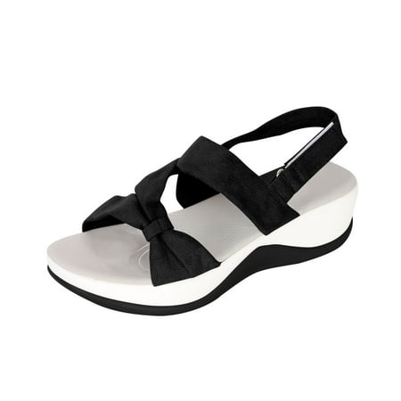 

Penkiiy Orthopedic Wedge Sandals for Women Dressy Summer Comfortable Walking Sandals with Arch Support Orthotic Slides 38 Black