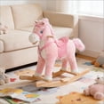 thumbnail image 2 of GVCXZBSS Toddler Plush Rocking Horse Toy, Kids Ride Pink 29”, 2 of 7