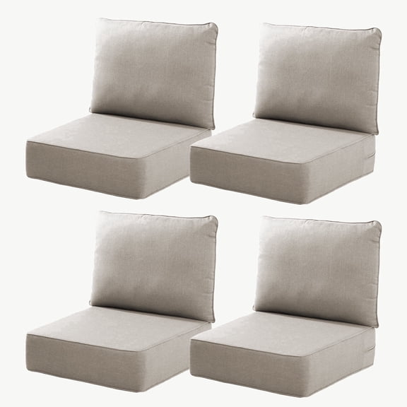 Joyofarm 24" x 22" x 6" Outdoor Chair Cushions for Patio Furniture, Deep Seat and High Back for Patio Rocking Dining Chair and Couch, Beige (Set of 4)