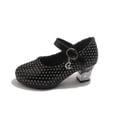 thumbnail image 6 of Staki Pearl Shoes Girls Dress Shoes Mary Jane Wedding Party Heel Glitter Bow Princess Flower Shoes for Kid Toddler Black,1.5 Big Kid, 6 of 8