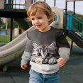 thumbnail image 5 of Garronmavis Cute Cat Long Sleeve Sweatshirt Versatile Casual Long Sleeve Fall Winter Tops Fashion Girls Pullover Crewneck Sweatshirt Polyester Spandex Fabric for Girls 5-6 Years Old, 5 of 7