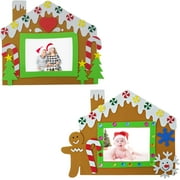 4E's Novelty Foam Gingerbread House Picture Frame Craft (12 Pack) Bulk Christmas Photo Frame Craft Kit, Classroom Christmas Crafts for Kids & Toddlers Ages 4-8, 3-12