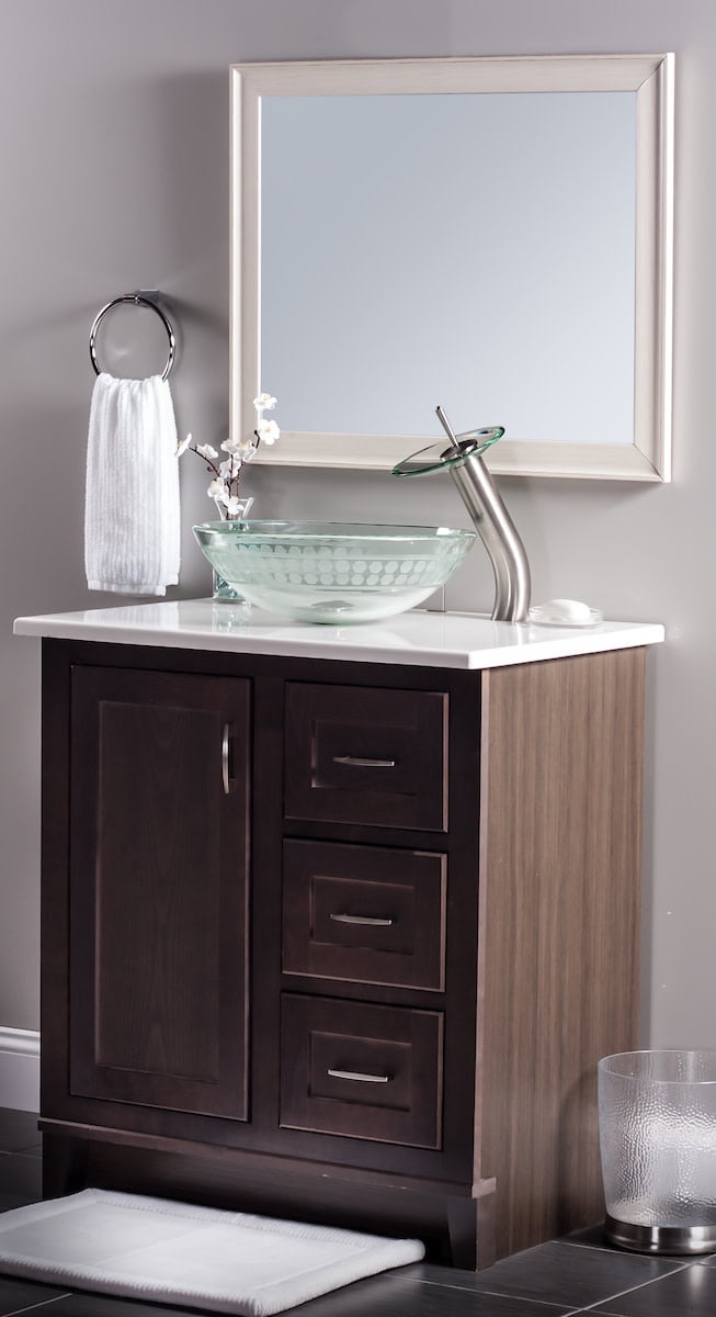 Miseno MNO-851-BN Circular 16-1/2" Glass Bathroom Sink; Brushed Nickel Drain