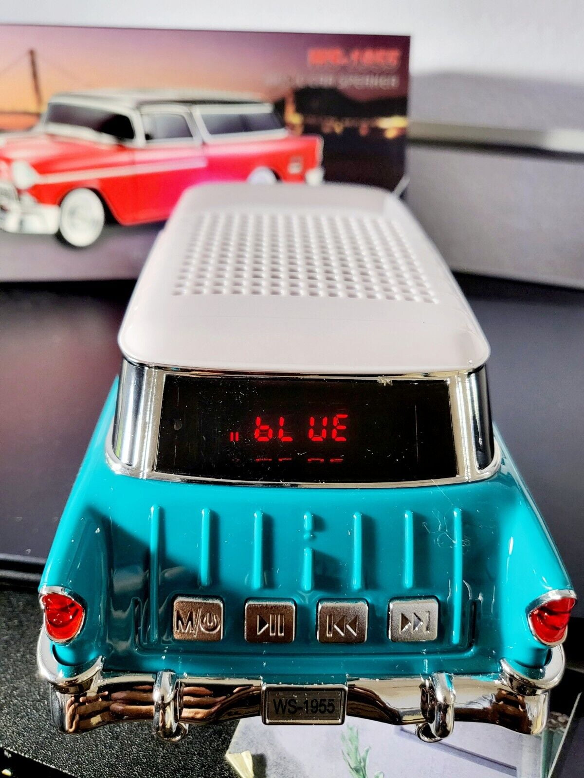 WSTER WS-1955 クラシックカー型スピーカー水色 WSTER Vintage Classic Bluetooth Speaker with FM Radio and