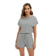 thumbnail image 2 of Women's 2 Piece Outfits Summer Cap Sleeve Hoodie Tops And Lounge Shorts Sweatsuits Sets, 2 of 7