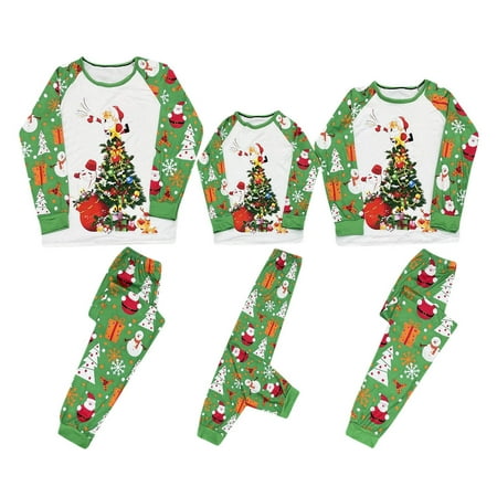 

Dadaria Christmas Pajamas for Family 2022 Boys Girls Christmas Fashion Cute Christmas Tree Print Top Pants Suit Family Parent-child Wear Kid Green Kids 5-6 Years