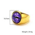 thumbnail image 2 of PAMTIER Unisex Stainless Steel Personality Vintage Punk Round Cut Eye of God Bloody Purple Gemstone Ring Hip Hop All Seeing Eye Band Size 7, 2 of 5
