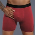 thumbnail image 4 of NoxwB Men's Pure Cotton Extended Opening Boxer Briefs Close Fit Comfort Breathable Four Corner Underpants U Bulge Pouch Undershorts Wine M, 4 of 5