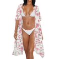 thumbnail image 3 of HELLHERO Long Long Kimono Swimsuit Cover Up for Resort High Quality Fabrics Casual Beach Cover Ups for Women Cherry Blossom Pattern, 3 of 6