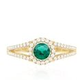 thumbnail image 3 of Rosec Jewels Lab Created Emerald Ring with Diamond Halo (AAAA Grade), 18K Yellow Gold, US 7.00, 3 of 7