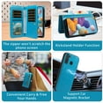 thumbnail image 5 of Asuwish Phone Case for Samsung Galaxy A21 Zipper Wallet Detachable Cell Cover with Tempered Glass Screen Protector Crossbody Lanyard Strap Flower Flip Card Holder Slot 21A 2020 Women Men Girls Blue, 5 of 7