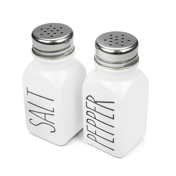 Farmhouse Ceramic Salt and Pepper Shakers Set (White)