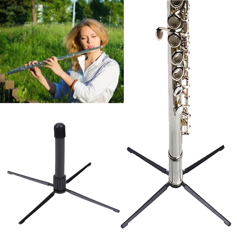 WALFRONT Portable Metal Lightweight Flute Oboe Folding Support 4 Feet Stand Accessory