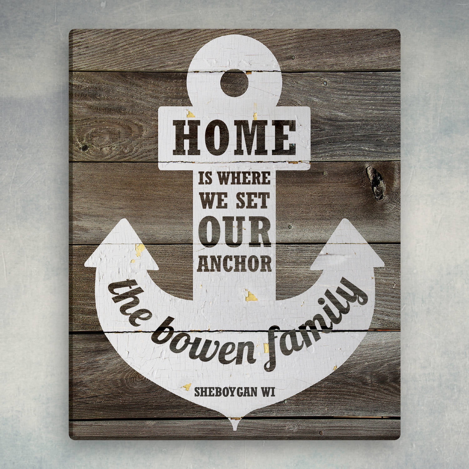 Home Is Where We Set Our Anchor Personalized 11" x 14" or 16 x 20 Canvas