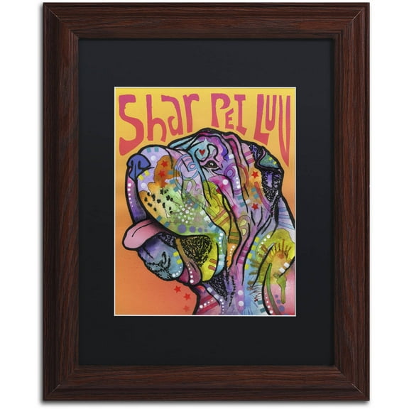 Trademark Fine Art 'Shar Pei Love' Canvas Art by Dean Russo, Black Matte, Wood Frame