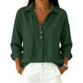 thumbnail image 4 of Button Down Sweatshirt for Women Ribbed Long Sleeve Stand Collar Hoodies Vintage T-shirt Stylish Blouse Tops Timeless Homewear 2026 Fall Winter Outfits Clothes, Green, XXL, 4 of 9