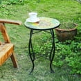 thumbnail image 3 of Patio Side Table Outdoor Accent Table Bistro Coffee Table Plant End Table Small Porch Table Indoor Round Glass Balcony Plant Table Stands Sunflower, 3 of 7