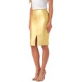 thumbnail image 4 of INSPIRE CHIC Women's Skirt Party High Waist Front Split Shining Bodycon Pencil Midi Skirt M Gold, 4 of 5
