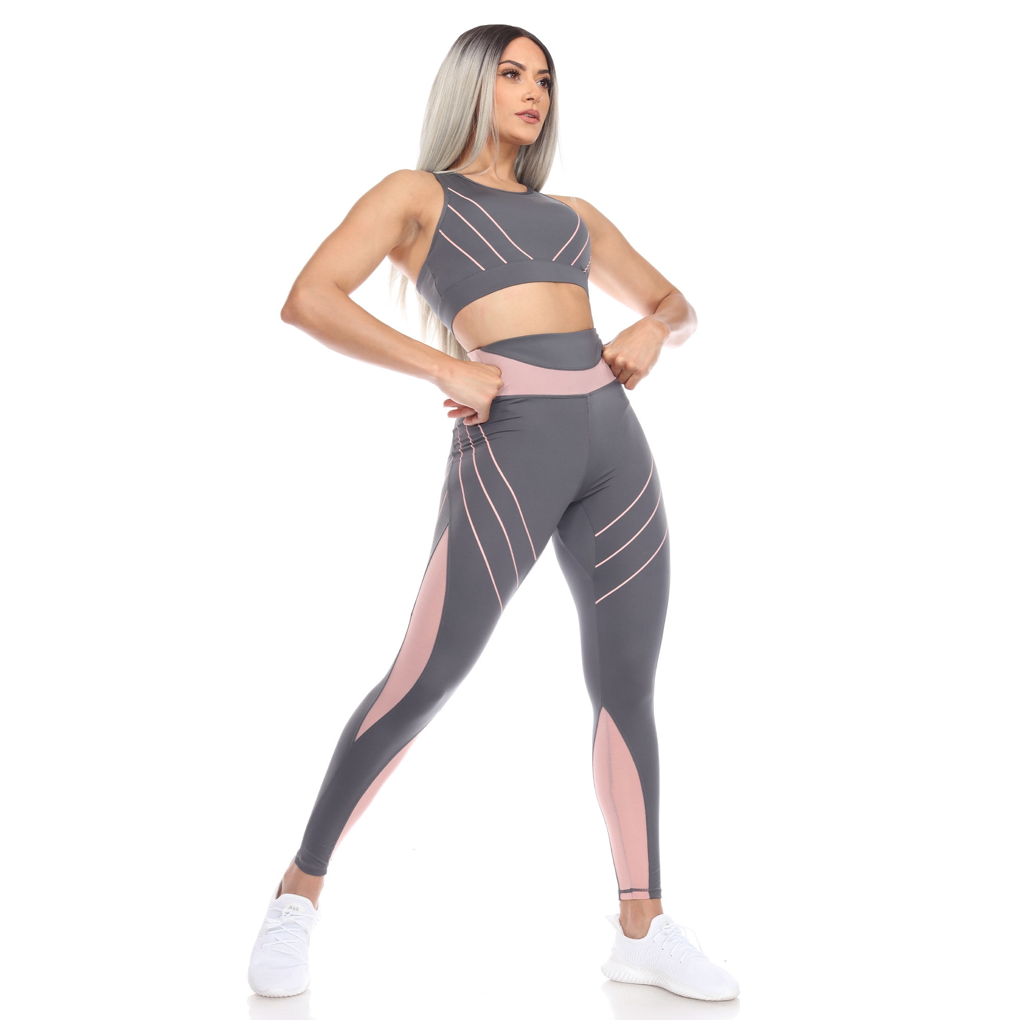 White Mark Women's High-Waist Reflective Piping Activewear Sports Leggings
