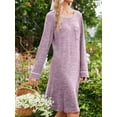 thumbnail image 4 of KISSGAL Nightgowns for Women Long Sleeve Sleepshirts Crew Neck Pajamas Dress Knee Length Sleepwear, 4 of 6