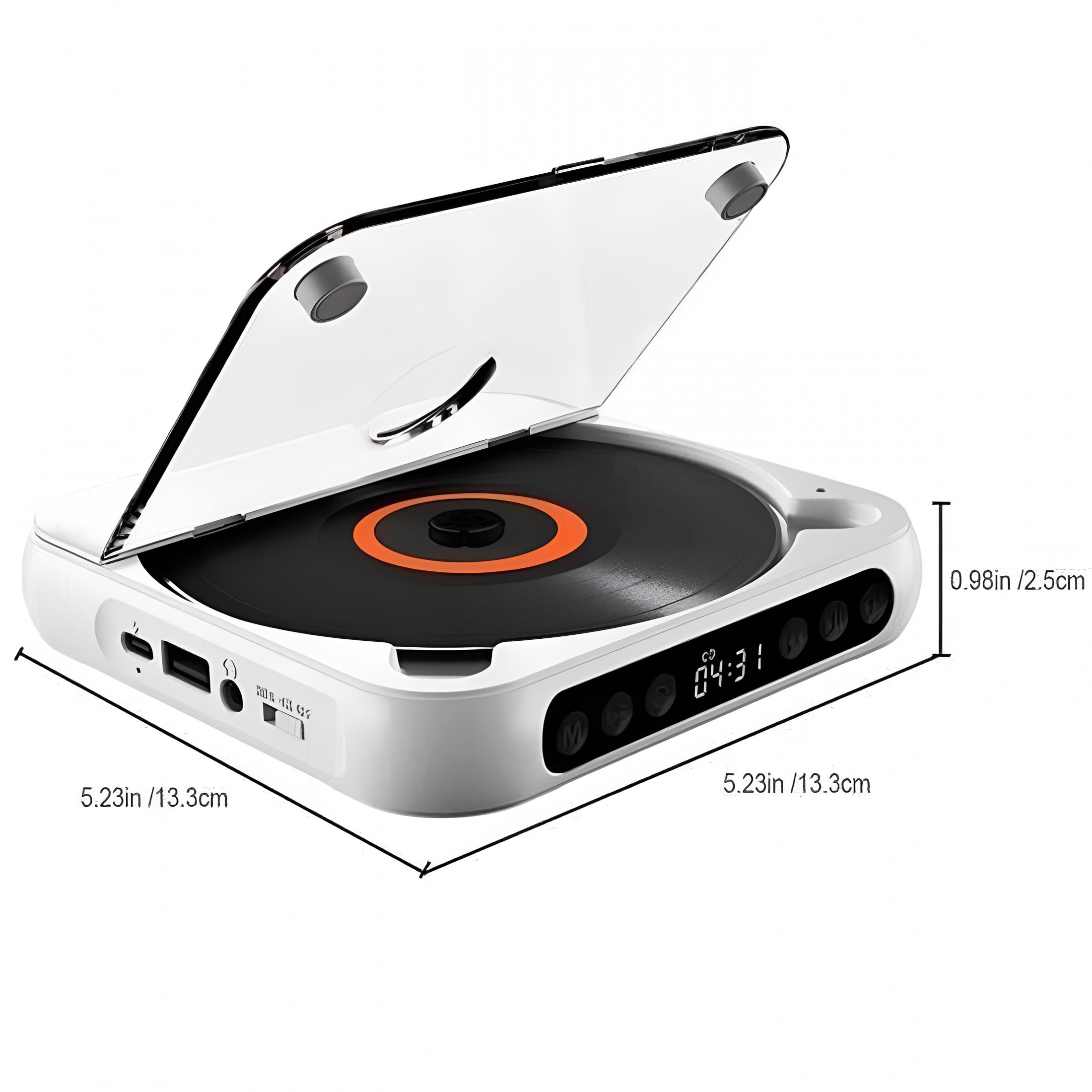 GJX 2026 New Portable Cd Player with Hifi Sound Lcd Screen | Rechargeable Compact Cd Player with Timer Aux/Usb Support | 2000Mah Battery Home Car Travel Music Player(280G/0.62Lb)