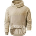 thumbnail image 3 of GuangCheng George Men's Quilted Panel Hooded Sweatshirts,Pullover,Casual,Daily Wear Warm Soft Coats,Khaki,L, 3 of 3