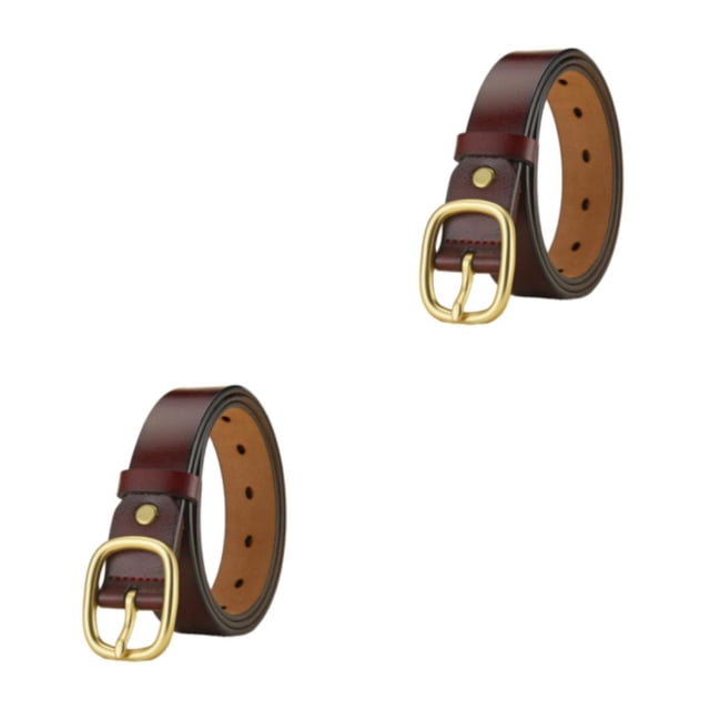 Qarigey Cinturón de moda para todas las damas: cinturón de graduación de cuero PU de primera para mujer, cinturones de Navidad para mujer, Rojo oscuro 110cm 2Conjunto