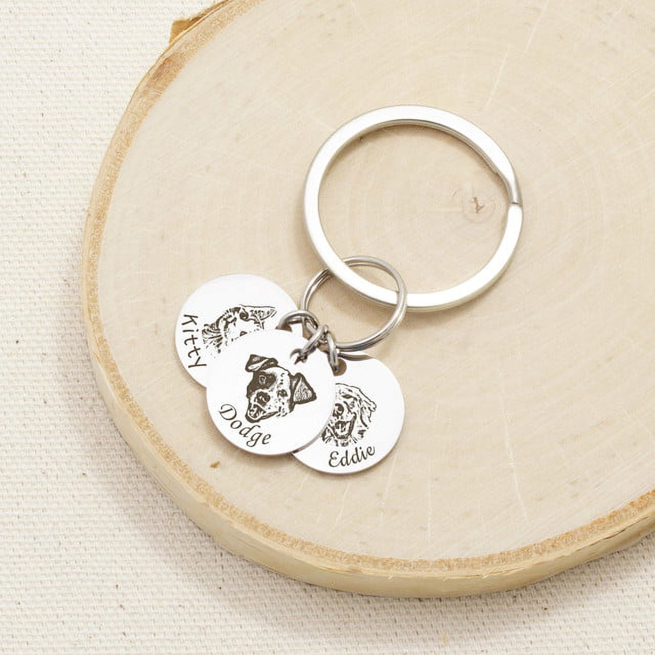 Anavia Personalized Pet Portrait Custom - Pet Portriat Keychain - Pet Photo Keychain for Pet Lovers Gift - Engraved Keychain Pet Memorial Gift for Friend - 2 Disc