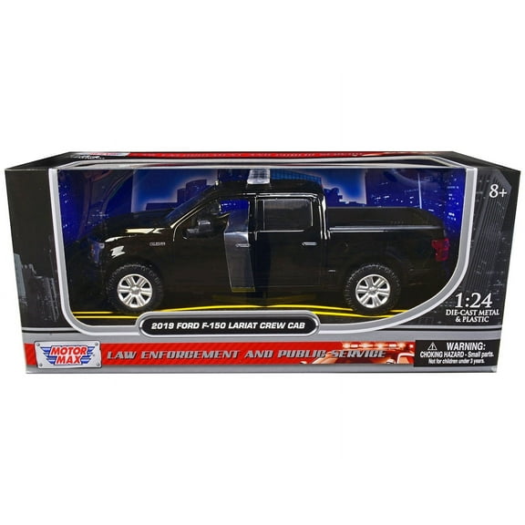 2019 Ford F-150 Lariat Crew Cab Pickup Truck Unmarked Plain Black "Law Enforcement and Public Service" Series 1/24 Diecast Model Car by Motormax