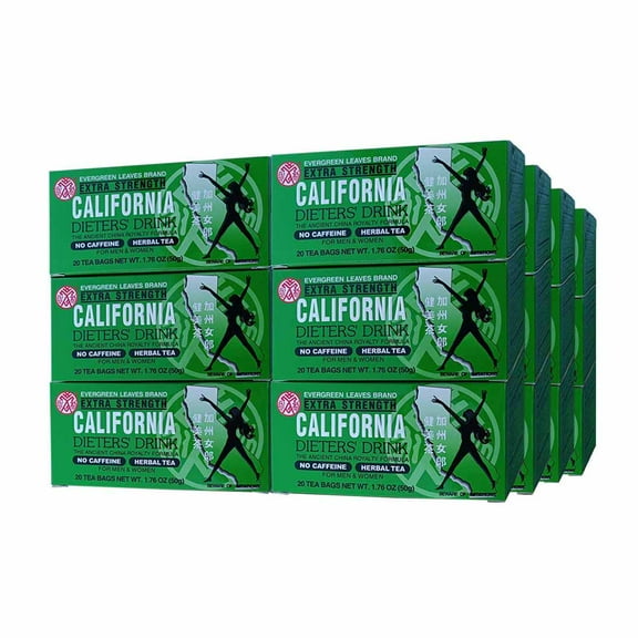 24 Packs Evergreen Leaves Brand Extra Strength California Dieters' Drink, Caffeine Free Herbal Dietary 480 Tea Bags