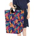 thumbnail image 4 of Yayeee Freestanding Laundry Hamper with Handle Collapsible Large Storage Basket for Clothes, Colorful Art Leaves Pattern, 4 of 7