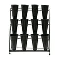 thumbnail image 3 of Flower Display Stand W/ 12PCS Buckets, 3 Layers Metal Plant Stand with Wheels, 3 of 12