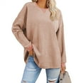 thumbnail image 2 of Bxsruta Blouse for Women, Womens Oversized Sweatshirts 2024 Casual Crewneck Long Sleeve Knit Tops Pullover, Pink L, 2 of 9