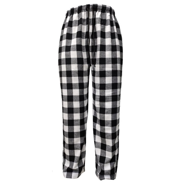 Pijamas de Franela a Cuadros de Algodón, Pantalón Largo Con Bolsillos, Para Hombre Corte Recto