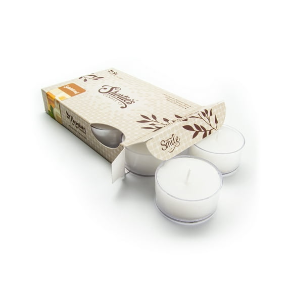 Pure Sandalwood Tealight Candles - 6 White Premium Scented Tea Lights - Shortie's Candle Company