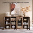 thumbnail image 3 of Glass Arched Door Sideboard Buffet Cabinet, Accent Cabinet with Adjustable Shelf, Wood Modular Credenza Storage Cabinet for Dining Room, Living Room, Entryway, Rustic Brown, 3 of 8