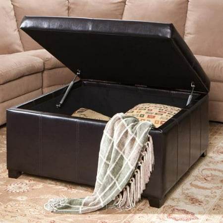 Forrester Espresso Bonded Leather Square Storage Ottoman - Walmart.com - Forrester Espresso Bonded Leather Square Storage Ottoman - Walmart.com