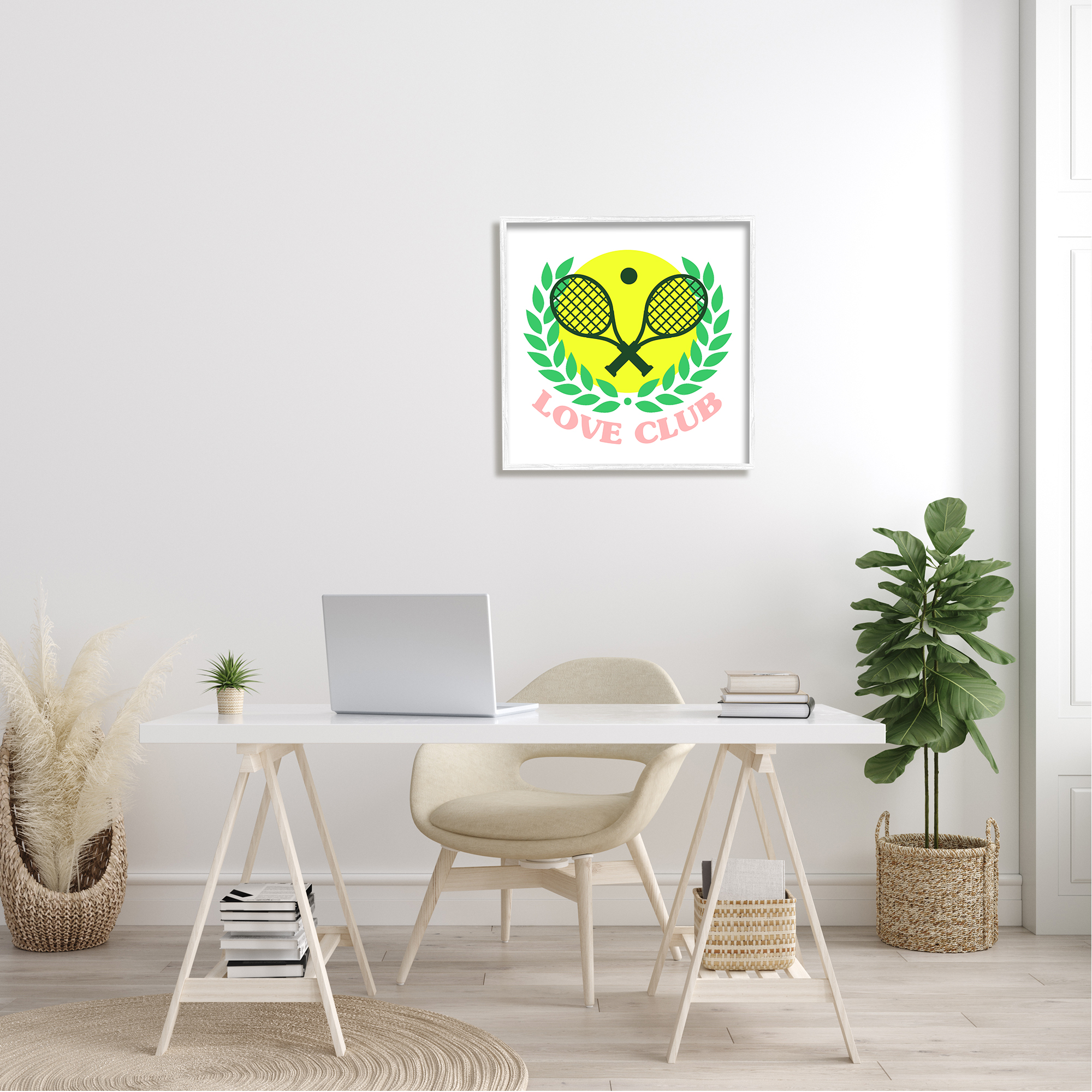 Stupell Love Club Tennis Rackets Sports Sports Painting White Framed Art Print Wall Art