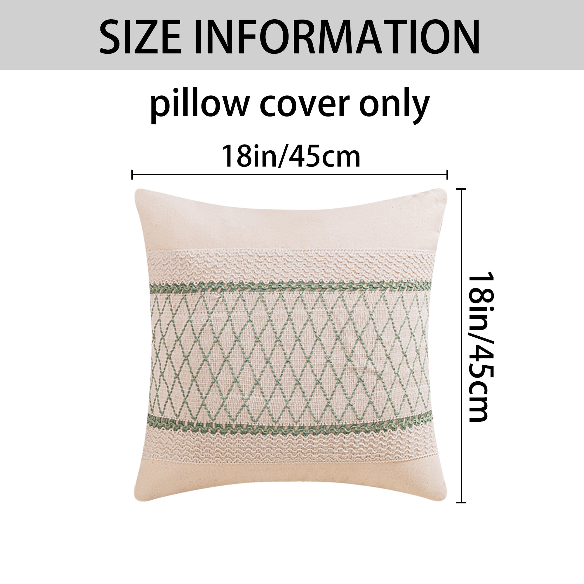 Unique Bargains Geometry Weave Patchwork Pillow Covers Set of 2 Green 18" x 18"