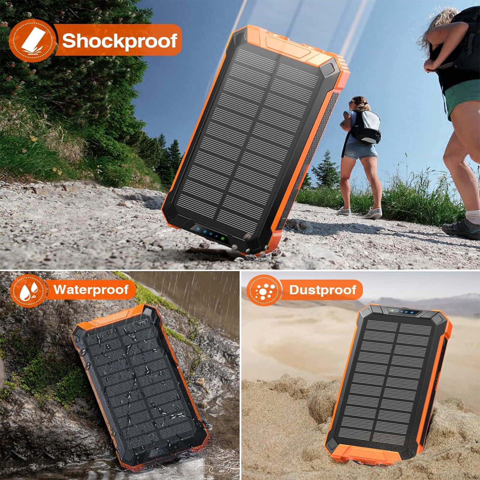 900000mAh Solar Power Bank USB Fast Charging Portable External Battery LED Light