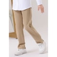 thumbnail image 5 of Mercatoo Boys Twill Suit Pants Flat Front Straight Leg Dress Pants with Elastic Waistband Teen Cotton Casual School Unifor𝐦 Trousers, 5 of 8
