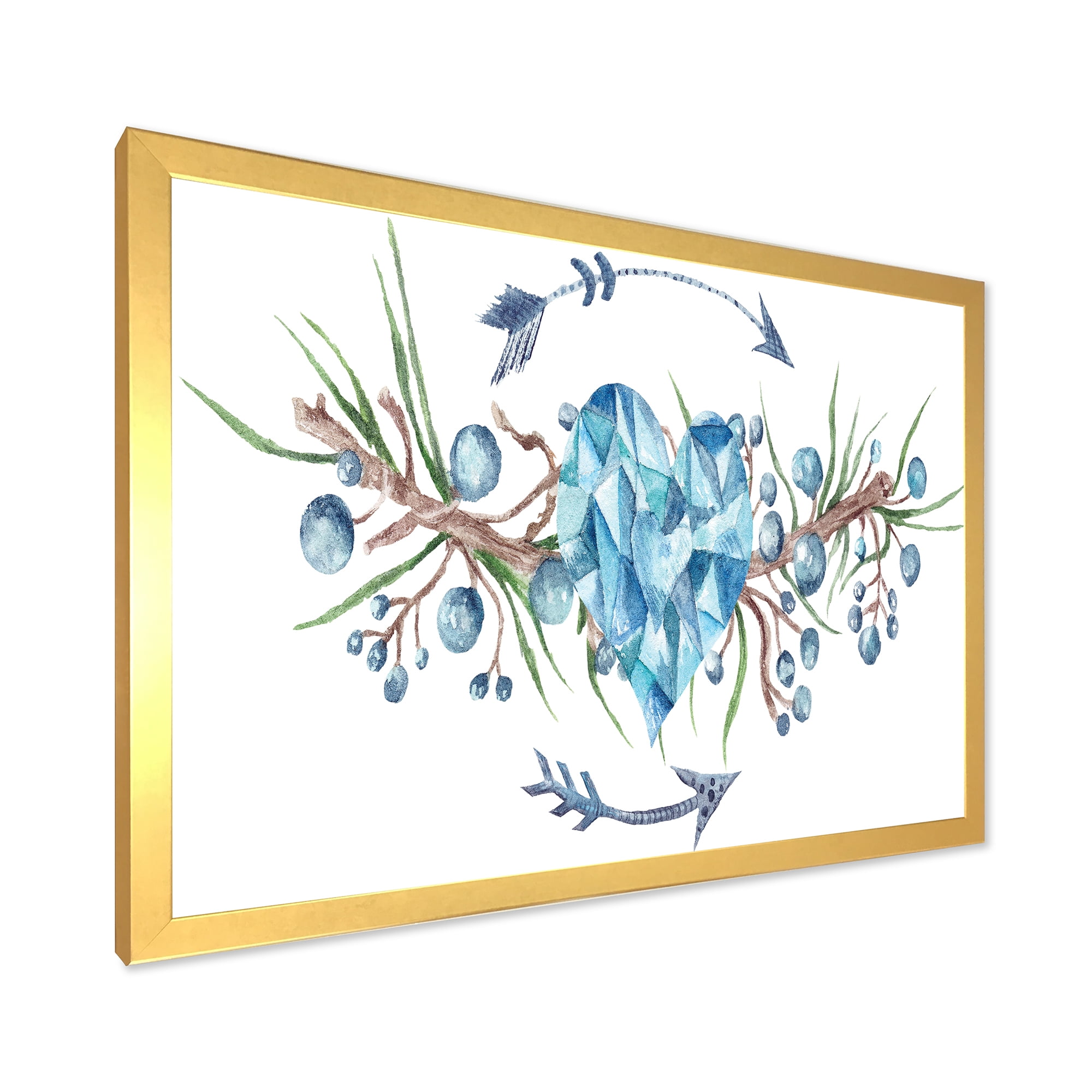 Designart 'Fresh Tribal Vignette Wild Forest Wreath Design On White II' Traditional Framed Art Print