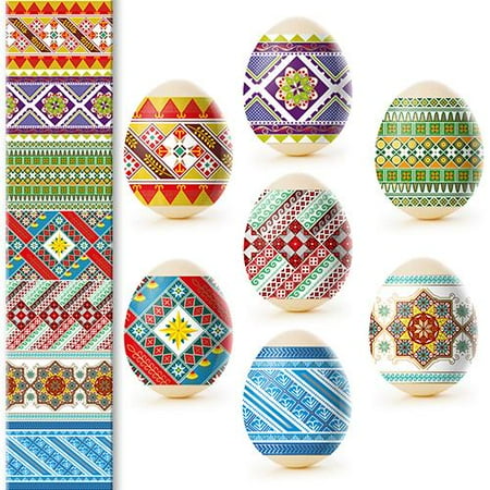 BestPysanky 7 Multicolored Geometric Style Ukrainian Easter Egg Decorating Wraps